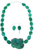 Chrysocolla Sterling Silver Bead Necklace Earrings Set RX114232